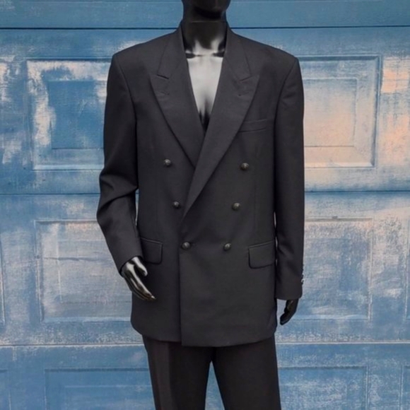 LANA MODA MEN'S PURE ITALIAN WOOL DOUBLE BREASTED LUXURY BLAZER - Picture 16 of 17